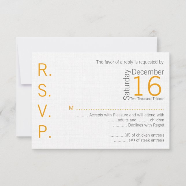 3x5 R.S.V.P. Antwortkarte Gelber Graue Bezeichnung RSVP Karte (Vorderseite)