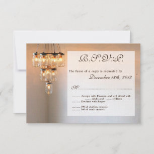 3x5 R.S.V.P. Antwortkarte Mason Jar Kronleuchter K RSVP Karte