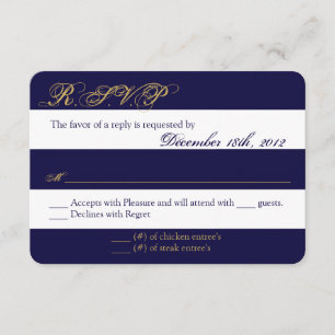 3x5 R.S.V.P. Antwortkarte Modern Stripe Navy White RSVP Karte