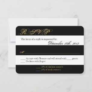 3x5 R.S.V.P. Antwortkarte Moderner Streifen Schwar RSVP Karte