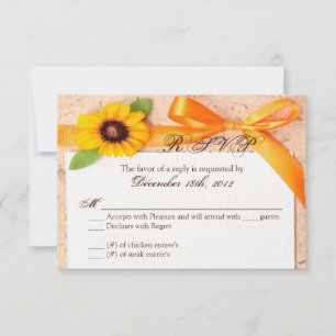 3x5 R.S.V.P. Antwortkarte Rustikales Sonnenblumenl RSVP Karte