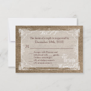 3x5 R.S.V.P. Carte de réponse Eat Drack Be Married