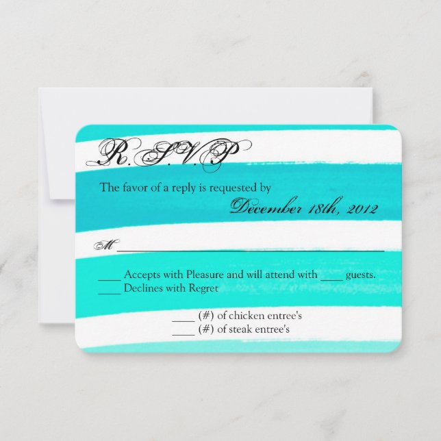 3x5 R.S.V.P. Carte de réponse Ligne Turquoise Ombr (Devant)