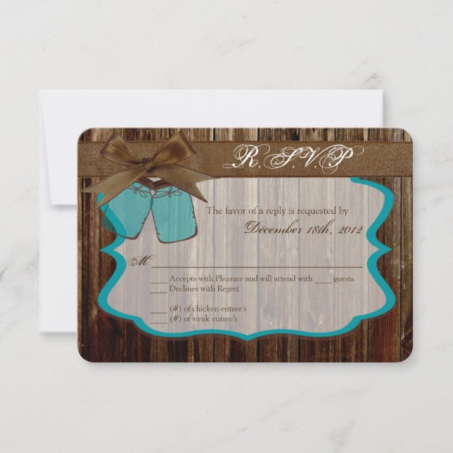 3x5 R.S.V.P. Reply Card Mason Jar Initials Rustika RSVP Karte (Vorderseite)
