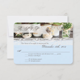 3x5 R.S.V.P. Réponse Card Plage Mer Mason Jars Océ