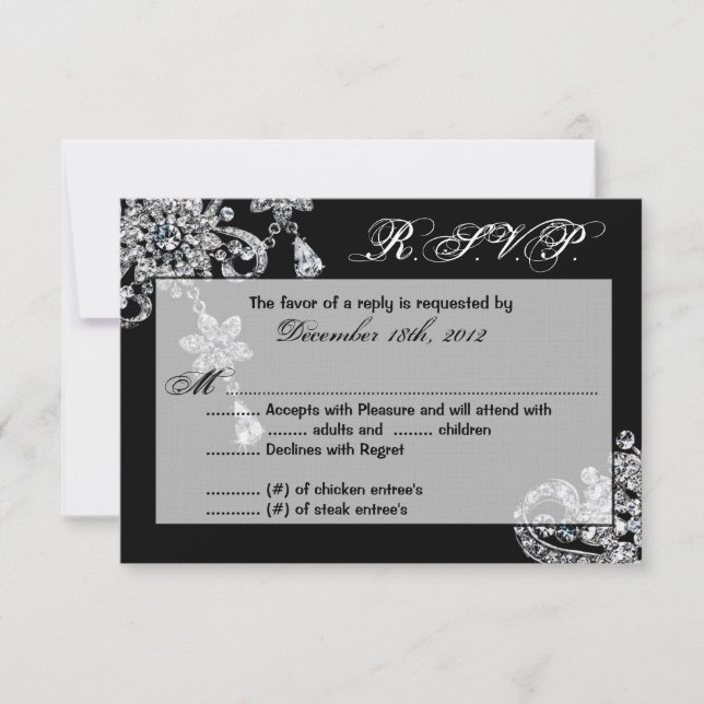 3x5 R.S.V.P. Réponse Carte Collier bijoux diamant (Devant)