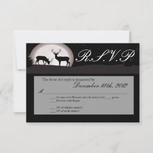 3x5 R.S.V. Reply Card Jäger Moon Deer Buck Doe RSVP Karte