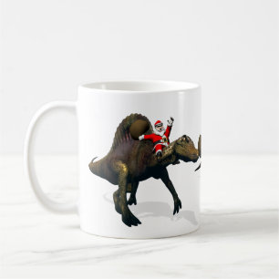 3x Santa Claus reiten auf Dinosauriern Kaffeetasse