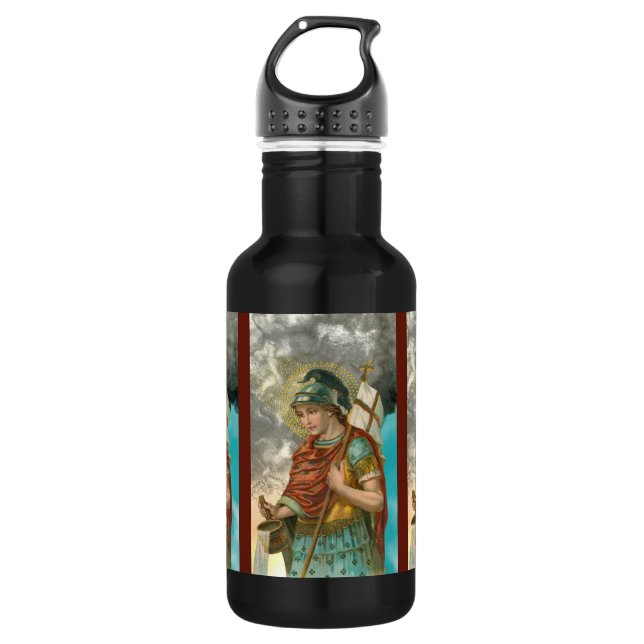 3xSt. Florian mit Eimer (Rauch; M 019) Edelstahlflasche (Vorderseite)