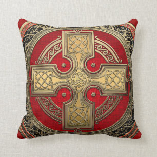 [400] Altes keltisches Sacred Gold Knot Cross Kissen