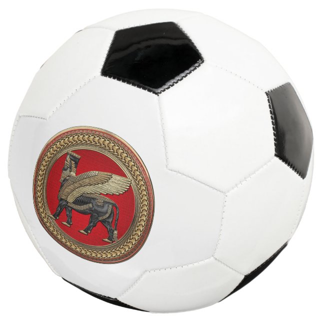 [400] Assyrian Winged Bull: Gold and Black Lamassu Fußball (Dreiviertel)