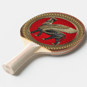 [400] Assyrian Winged Bull: Gold and Black Lamassu Tischtennis Schläger
