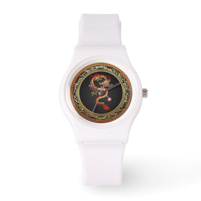 [400] Goldener chinesischer Drache Fucanglong Armbanduhr (Vorderseite)