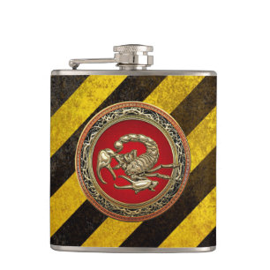 [400] Heiliger Goldener Skorpion auf Rot Flachmann