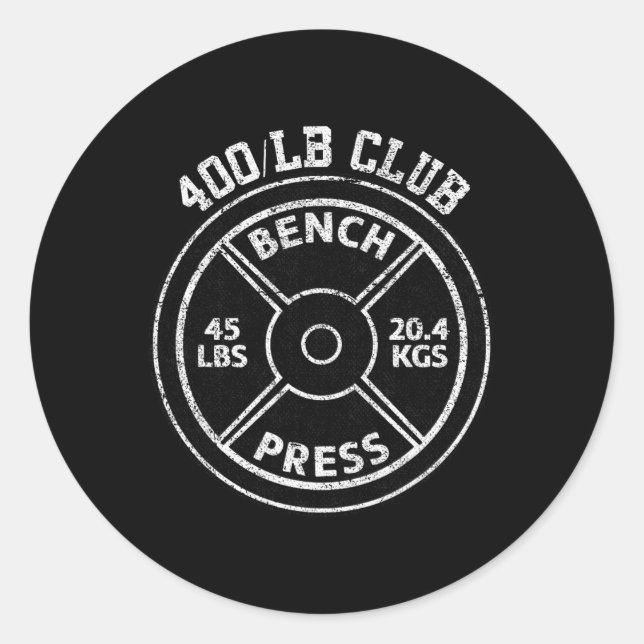 400 Lbs Pound Bench Press Club Gym Weightlifting P Runder Aufkleber (Vorderseite)