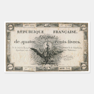 400 Livre-Französische Revolution Assignat Rechteckiger Aufkleber