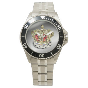[400] Prinz [König] königliche Krone [Pelz+Gold] Armbanduhr