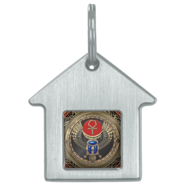 [400] Sacred Gold Egyptian Winged Scarab mit Ankh Tiermarke (Vorderseite)