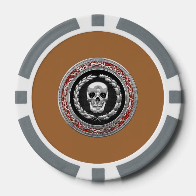 [400] Silberner Totenkopf Pokerchips (Vorderseite)