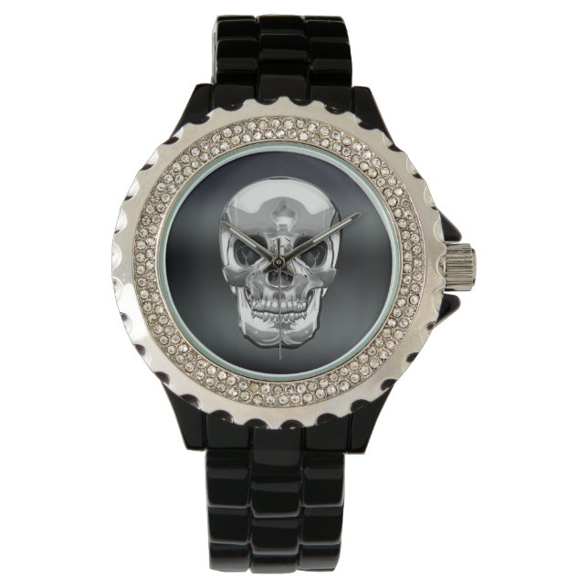 [400] Silver Human Skull Armbanduhr (Vorderseite)