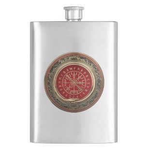 [400] Vegvisir - Viking Gold Magic Runic Compass Flachmann