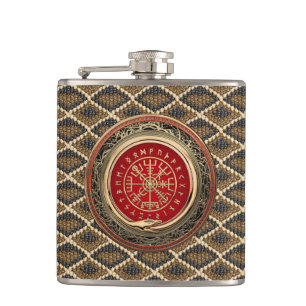 [400] Vegvisir - Viking Gold Magic Runic Compass Flachmann