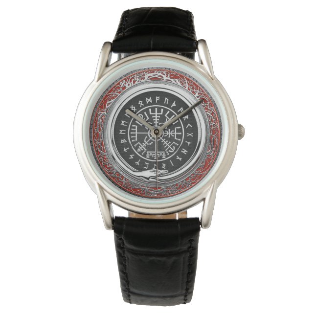 [400] Vegvisir - Viking Silver Magic Runic Compass Armbanduhr (Vorderseite)