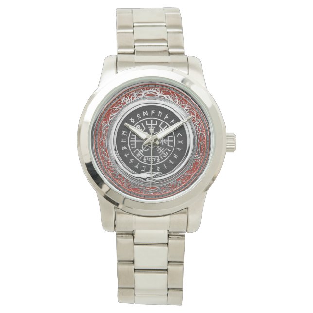 [400] Vegvisir - Viking Silver Magic Runic Compass Armbanduhr (Vorderseite)