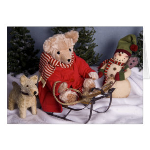 4019 Sledding Teddybär-u. Freund-Geburtstags-Karte