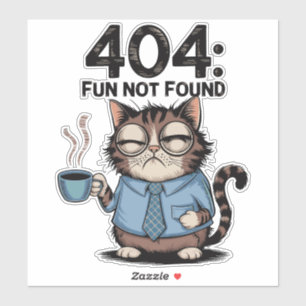 404 Fun not found - Grumpy Coffee Cat Aufkleber