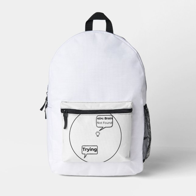 404: Gehirn nicht gefunden - Lustiger Fehlercode P Bedruckter Rucksack (Vorderseite)