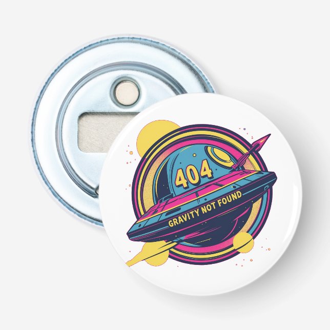 404 Gravity not found - Retro Space Pop Art Flaschenöffner (Vorderseite)