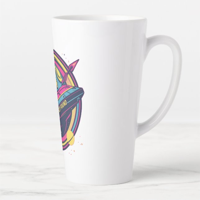 404 Gravity not found - Retro Space Pop Art Milchtasse (Rechts)