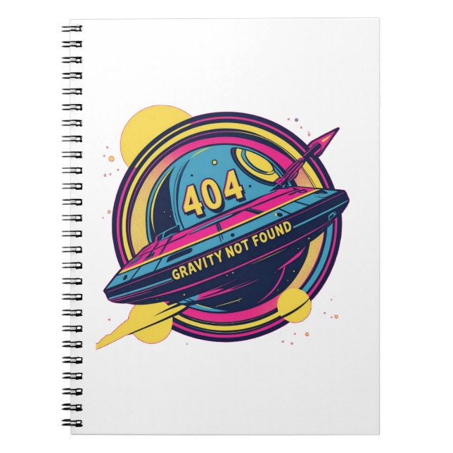 404 Gravity not found - Retro Space Pop Art Notizblock (Vorderseite)