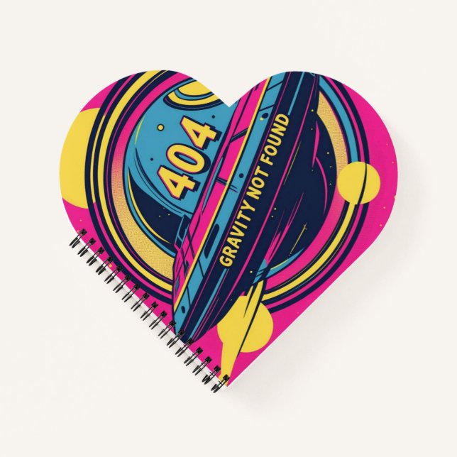 404 Gravity not found - Retro Space Pop Art Notizbuch (Vorderseite)