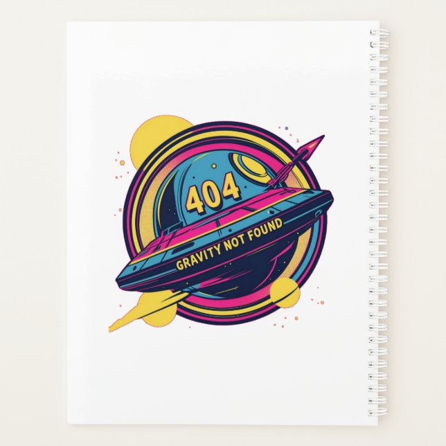 404 Gravity not found - Retro Space Pop Art Planer (Rückseite)