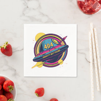 404 Gravity not found - Retro Space Pop Art Serviette