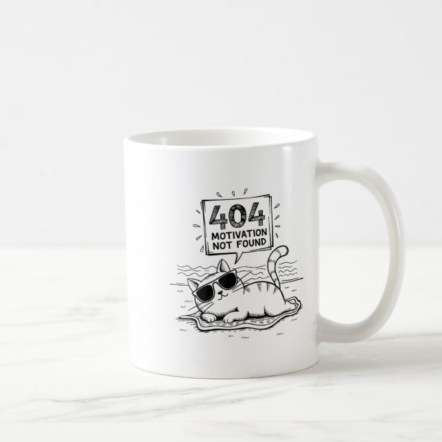 404 Motivation Not Found Funny Lazy Cat Humor Cat  Kaffeetasse (Rechts)