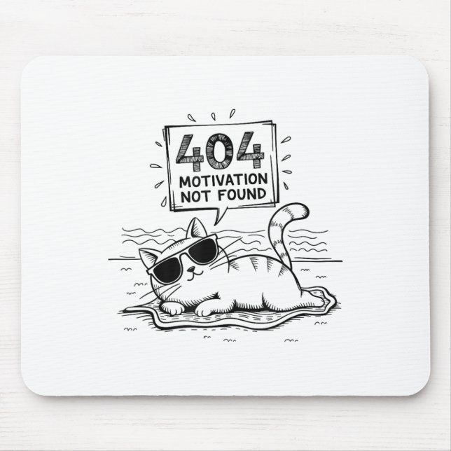 404 Motivation Not Found Funny Lazy Cat Humor Cat  Mousepad (Vorne)