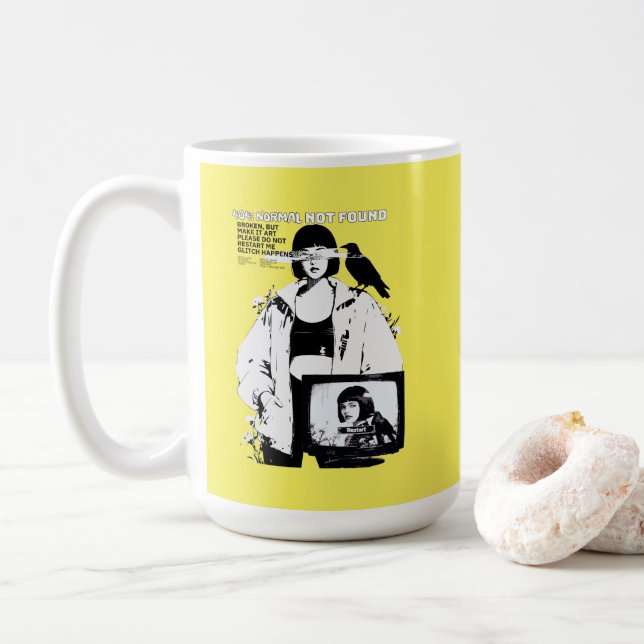 404: Normal Not Found – Glitched Soul Kaffeetasse (Mit Donut)