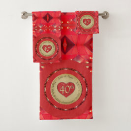 40./15. Ruby Anniversary Handtuch Badhandtuch Set