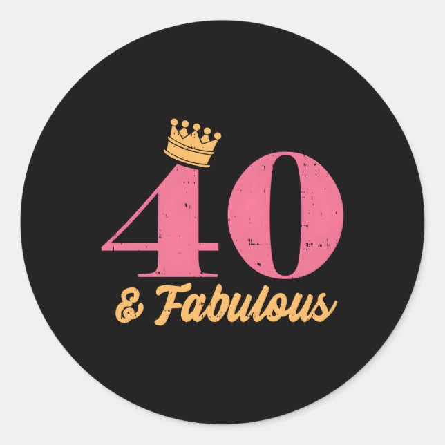 40 40 Fabulous seit 1982 40. Runder Aufkleber (Vorderseite)
