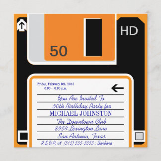 40.50,60 Jahre alte Retro-Floppy-Diskette Geburtst Einladung