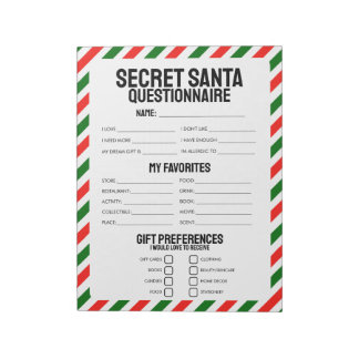 40 Abrissgeheimnisvolle Santa Questionnaires Notizblock