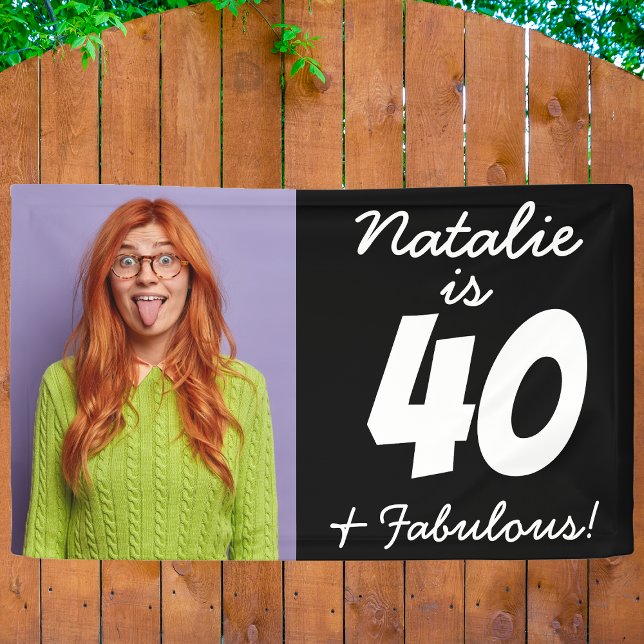 40 And Fabulous Funny Personalized Photo Birthday Banner (Von Creator hochgeladen)