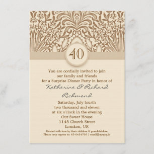 40 ans d'anniversaire de mariage invitations marro