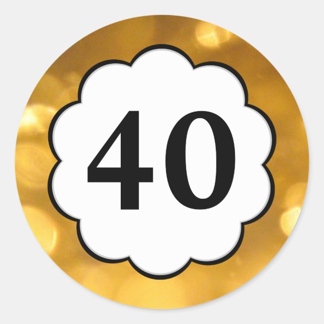 40 - Aufkleber mit den goldenen Zahlen (Vorderseite)