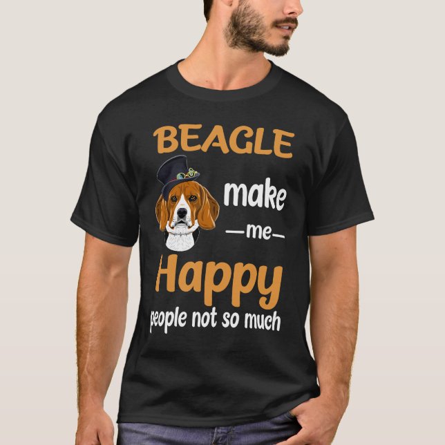 40 Beagle machen mich glücklich T-Shirt (Vorderseite)
