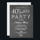 40. BIRDERTAG PARTY CHALKBOARD ÜBERRASCHUNGSINVITE EINLADUNG<br><div class="desc">Black & White Chalkboard Geburtstagsparty einladen. Perfekt für jedes Alter Geburtstagsparty...  ÄNDERN SIE DEN TEXT EINFACH,  UM IHR PARTY . Rückdruck im Lieferumfang enthalten.</div>