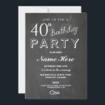 40. BIRDERTAG PARTY CHALKBOARD ÜBERRASCHUNGSINVITE EINLADUNG<br><div class="desc">Black & White Chalkboard Geburtstagsparty einladen. Perfekt für jedes Alter Geburtstagsparty...  ÄNDERN SIE DEN TEXT EINFACH,  UM IHR PARTY . Rückdruck im Lieferumfang enthalten.</div>